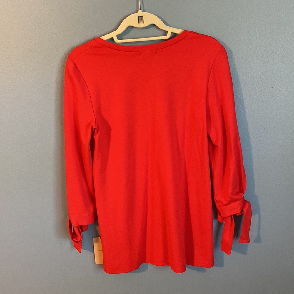 SALE❤️NWT red halogen tunic shirt with bow sleeves